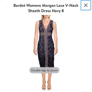 Navy and cream Bardot dress